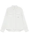 C.p. Company White Shirt With Concealed Button Fastening In Blau