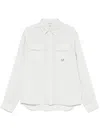 C.p. Company White Shirt With Concealed Button Fastening In White