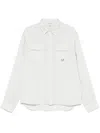C.p. Company White Shirt With Concealed Button Fastening In White