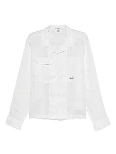 C.p. Company Linen Overshirt In White