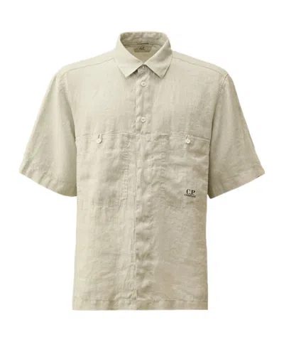 C.p. Company Linen Shirt In Neutral
