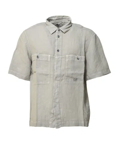 C.p. Company Linen Shirt In White