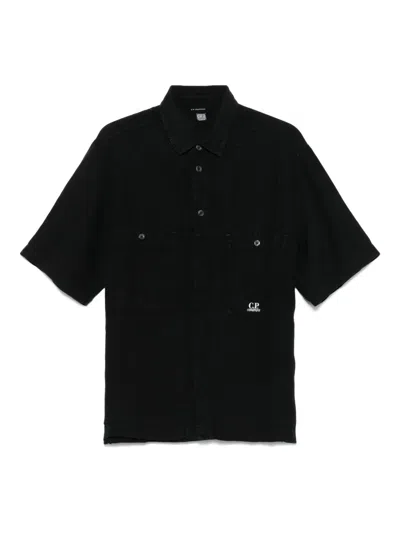 C.p. Company Linen Shirt In Black