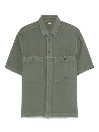 C.p. Company Linen Shirt In Green