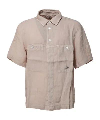 C.p. Company Linen Shirt In Pink