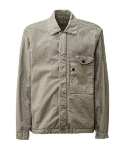 C.p. Company Cp Company Lino Wax Overshirt Limestone In Gray