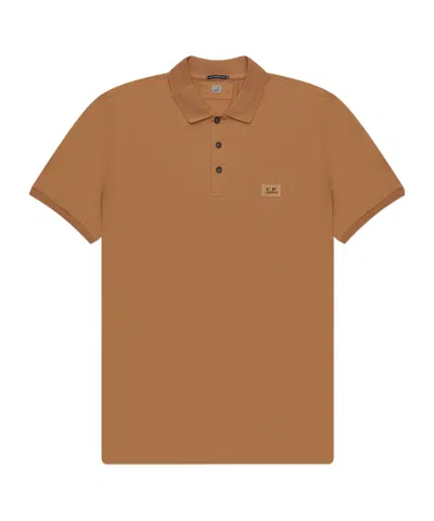 C.p. Company Logo-appliqué Cotton Polo Shirt In Brown