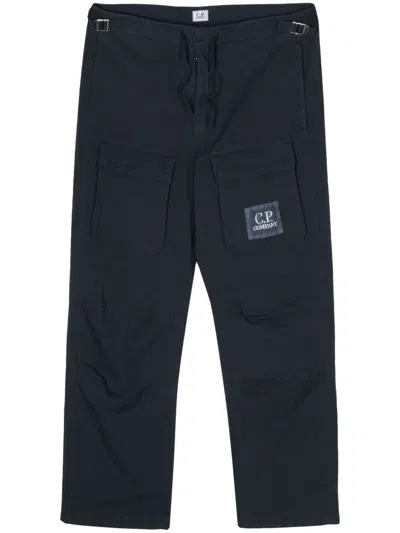 C.p. Company Relaxed Fit Black Cargo Pants With Drawstring Waist And Functional Pockets