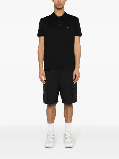 C.p. Company Logo-appliqué Polo Shirt In Black