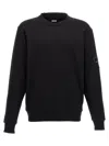 C.p. Company Logo Badge Sweatshirt Black In Blue