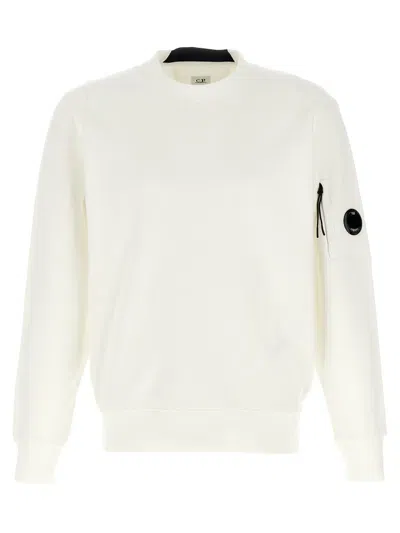 C.p. Company Badge Logo Crewneck Sweatshirt In White