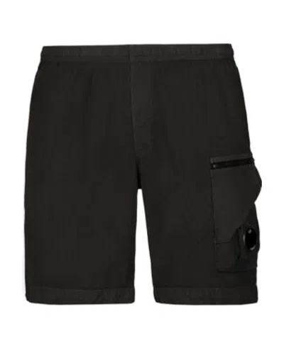 C.p. Company Logo-badge Track Shorts In Black