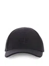C.p. Company Black Plain Paper Touch Logo Cap In Black
