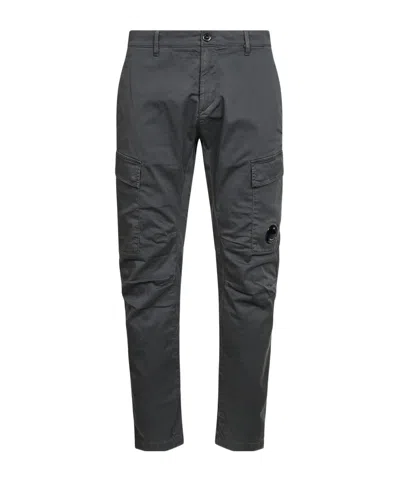 C.p. Company Logo Cargo Casual Pants In Black