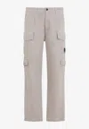 C.p. Company Lens-detail Cargo Pants In Khaki