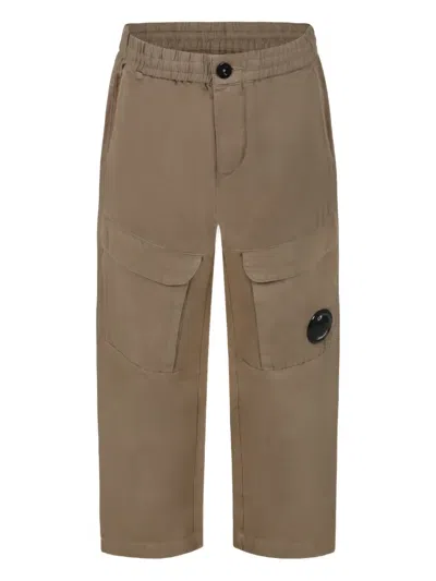 C.p. Company Kids' Logo Cargo Trousers In Neutrals