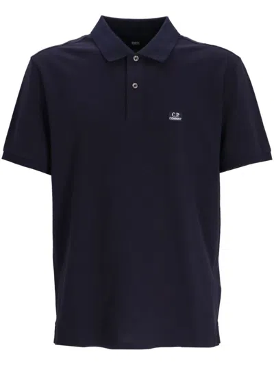 C.p. Company Logo Cotton Polo Shirt In Blue