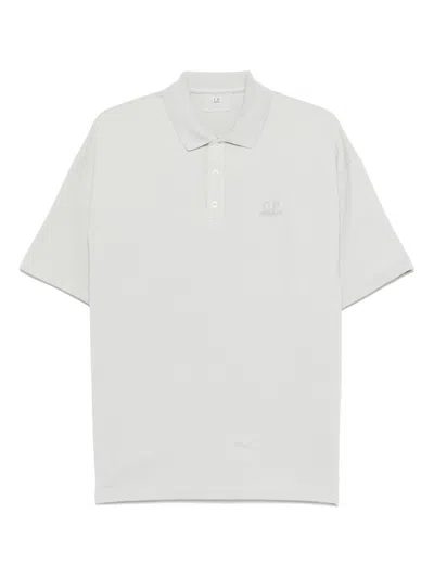 C.p. Company Logo Cotton Polo In White
