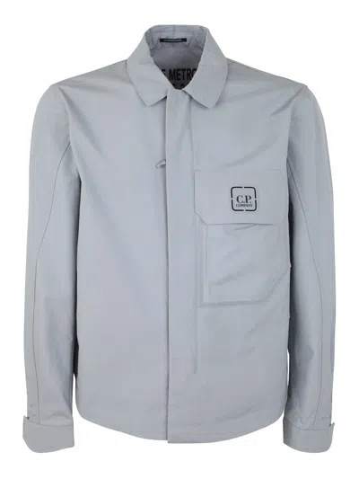 C.p. Company Logo Cotton Shirt Style Jacket In Brown