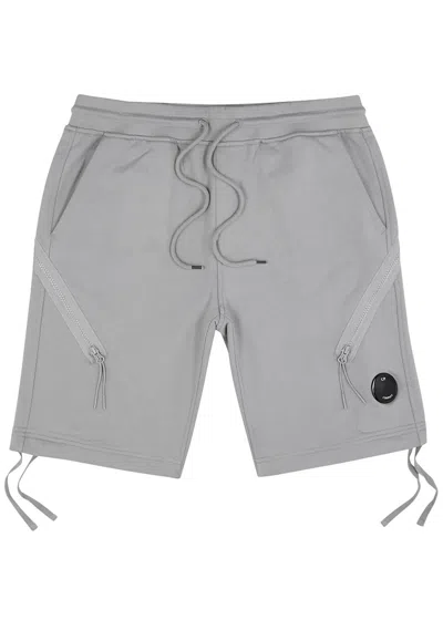 C.p. Company Logo Cotton Shorts In Grey