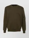 C.p. Company Diagonal Raised Fleece Crew Neck Lens Sweatshirt In Brown