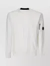 C.p. Company Logo Crew Neck Sweatshirt With Sleeve Zip Pocket In Gauze White