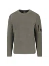 C.p. Company Crewneck Sweater With Arm Pocket And Ribbed Texture In Gray