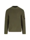 C.p. Company Chunky Ribbed Knit Sweater With Distinctive Patch Pocket In Green