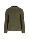 C.p. Company Chunky Ribbed Knit Sweater With Distinctive Patch Pocket In Green