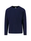 C.p. Company Crewneck Sweater With Arm Pocket And Raglan Sleeves In Blue