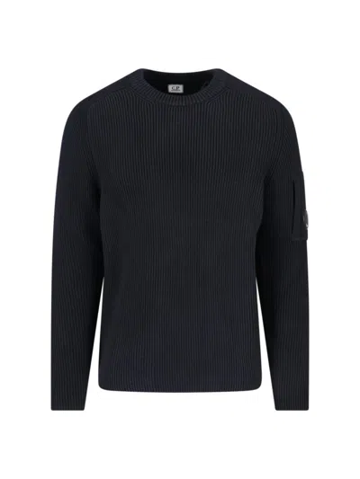 C.P. COMPANY C.P. COMPANY LOGO CREWNECK SWEATER – BLACK