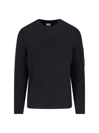 C.p. Company Logo Crewneck Sweater In Black
