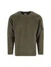 C.p. Company Cappero Crewneck Sweatshirt With Iconic Lens Detail In Green