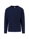 C.p. Company Crewneck Sweater With Arm Pocket And Raglan Sleeves In Blue