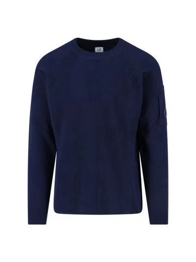 C.P. COMPANY C.P. COMPANY LOGO CREWNECK SWEATER – NAVY BLUE