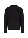 C.p. Company Crewneck Sweatshirt In Brushed Cotton Fleece Sweatshirts Black In Black