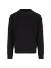 C.p. Company Cp Company Diagonal Raised Fleece Crew Neck Lens Sweatshirt In Black