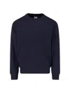 C.p. Company Brushed And Emerized Diagonal Fleece Lens Crew Nec In Blue