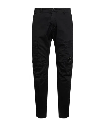 C.p. Company Logo Detail Cargo Casual Pants In Black