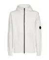 C.p. Company Lens-detail Zip-up Hoodie In White