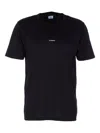 C.p. Company Black Crewneck T-shirt With Logo Lettering On The Front In Black