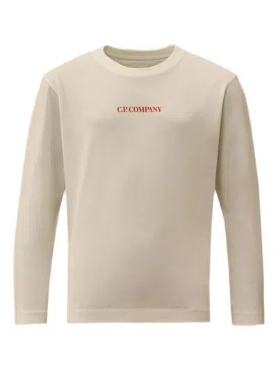 C.p. Company Kids' Logo-detail Long-sleeve T-shirt In Neutral