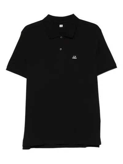 C.p. Company Logo-detail Polo Shirt In Black