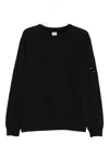 C.p. Company Dark Blue Cotton Sweatshirt With Signature Sleeve Logo In Black