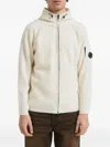 C.p. Company Logo-detail Zip-up Hoodie In Neutral