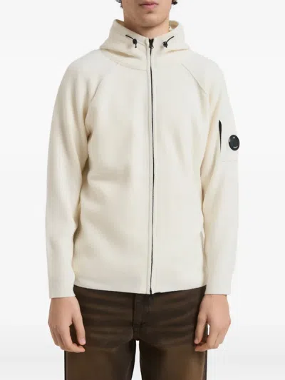 C.p. Company Logo-detail Zip-up Hoodie In Neutral