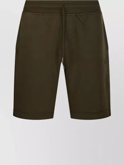 C.p. Company Logo Elastic Waistband Knee Length Shorts In Green