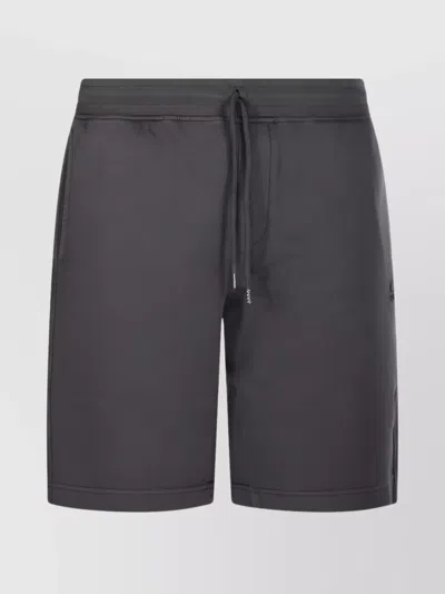 C.p. Company Logo Elastic Waistband Shorts With Side And Back Pockets In Grey
