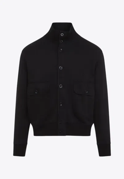 C.P. COMPANY LOGO EMBROIDERED BOMBER JACKET