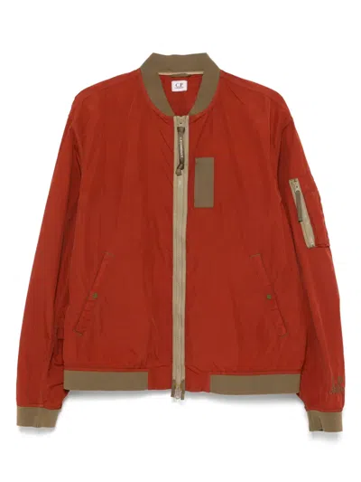 C.p. Company Logo-embroidered Bomber Jacket In Orange